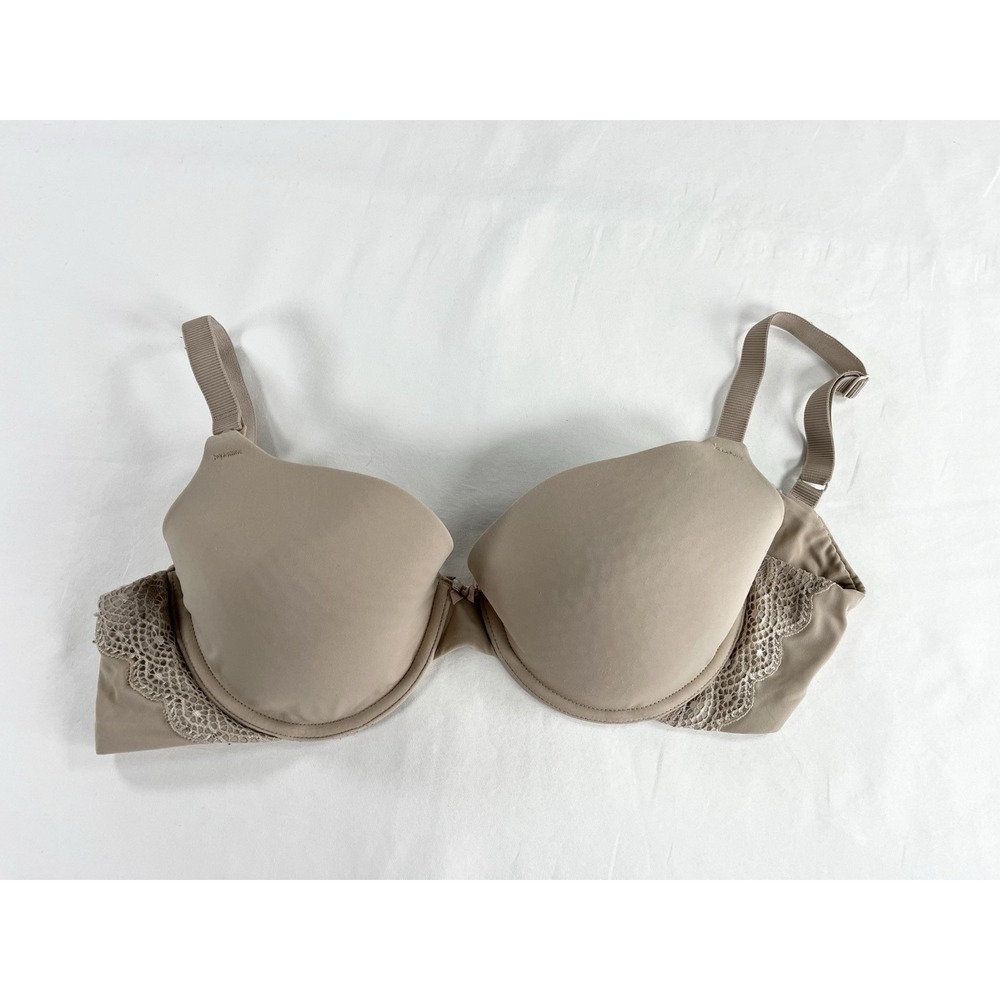 Motherhood Maternity Intimates‎ Nursing Bra Beige Lace Trim Multi Way Straps 34D